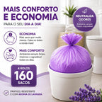 Saco de Lixo Lavanda Perfumado 34x38cm 3kg para Pia e Banheiro Neutraliza Odores Kit 40 ou 160 Sacos