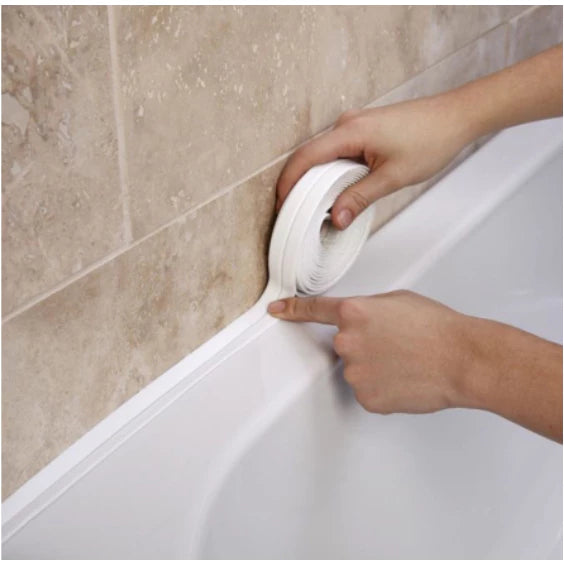 Kit com 2 Fita Adesiva de Vedação PVC 5M Impermeável Multiuso para Cozinha e Banheiro