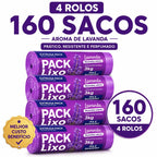 Saco de Lixo Lavanda Perfumado 34x38cm 3kg para Pia e Banheiro Neutraliza Odores Kit 40 ou 160 Sacos